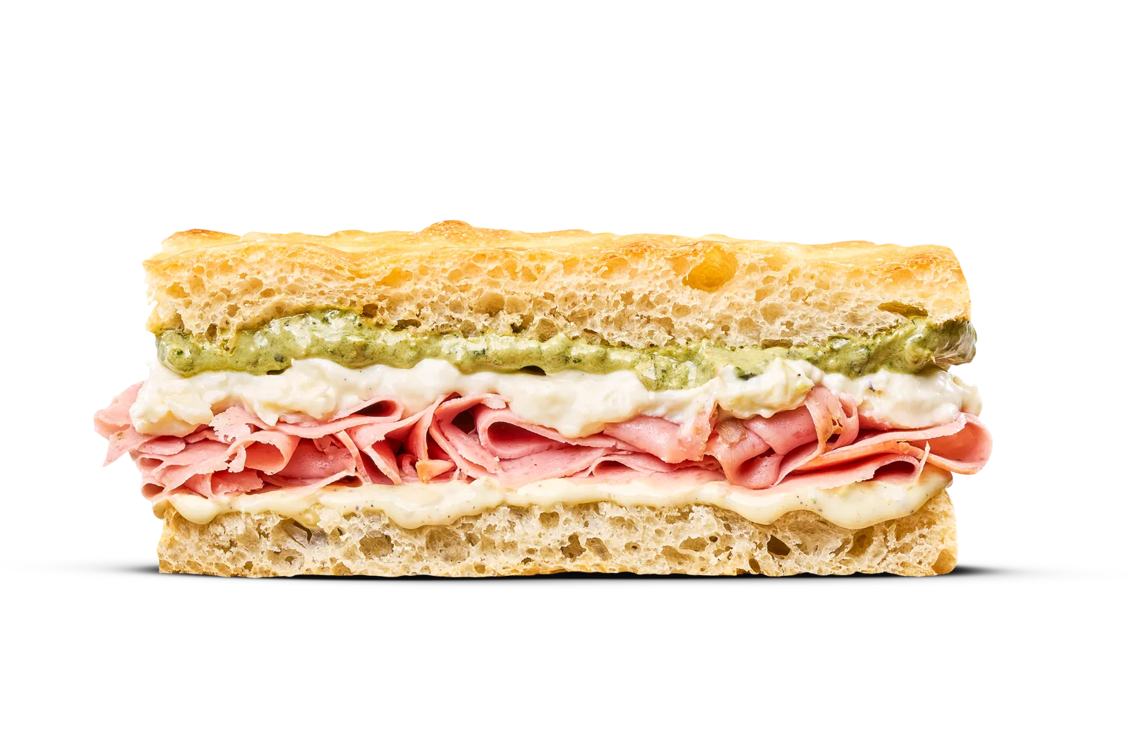 Focaccia de mortadela fotografiada para el menú