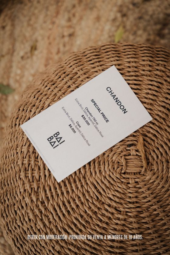 Carta de precios especiales de Chandon en Bai Bai